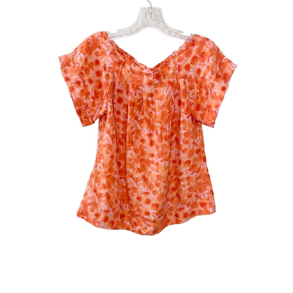 Banana Republic Silk Watercolor Orange Top Size XS